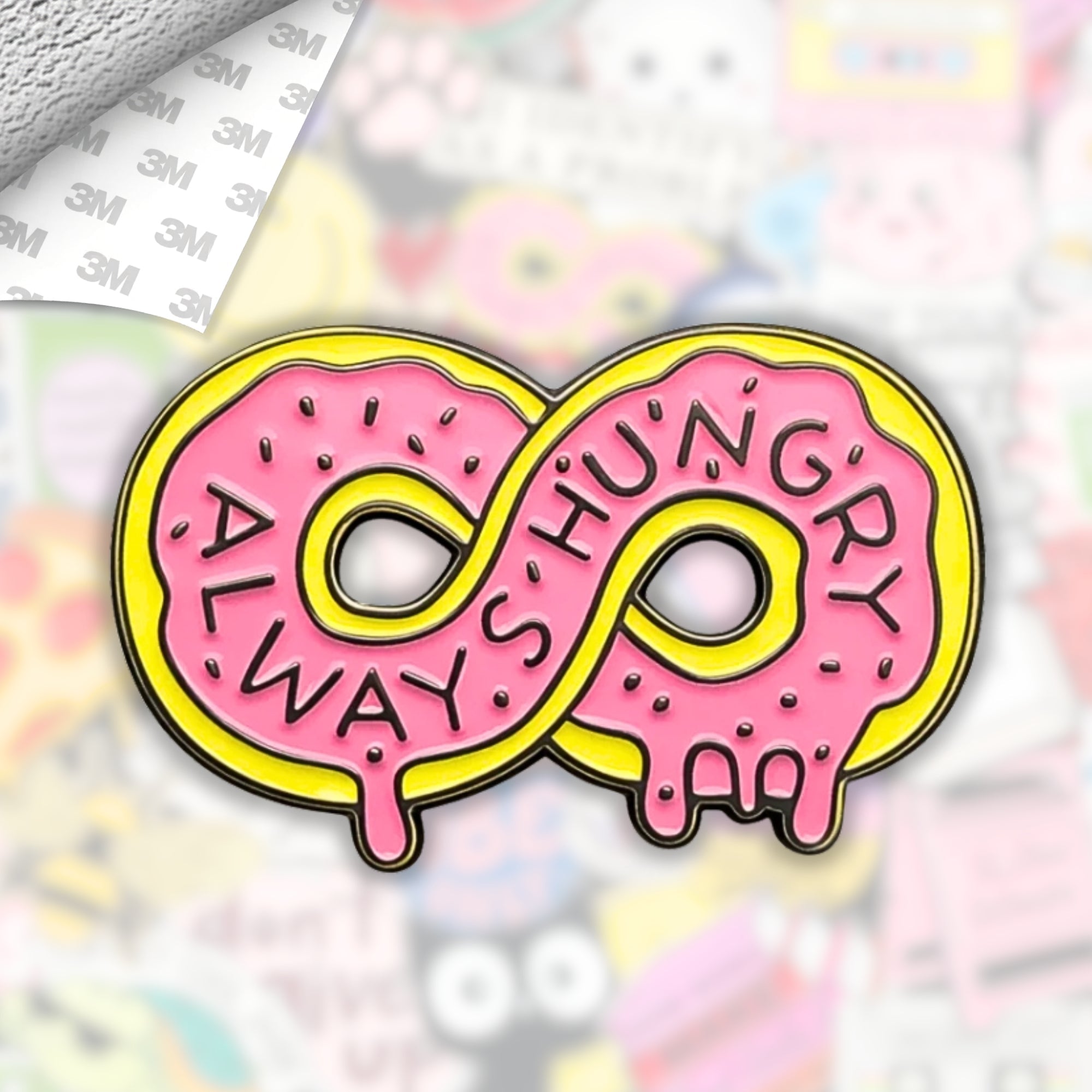 Always Hungry Donuts Metal Enamel 3M Sticker - StickerPin