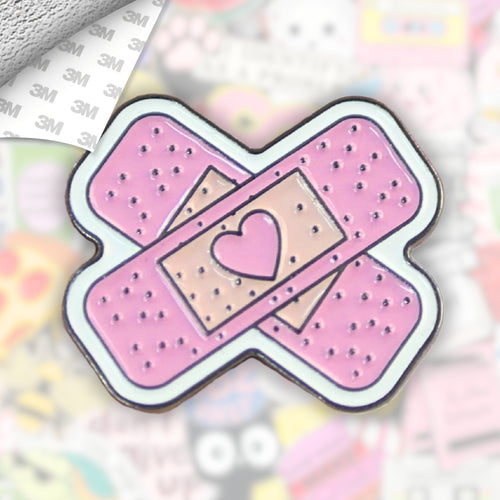 Bandaid Love Metal Enamel 3M Sticker - StickerPin