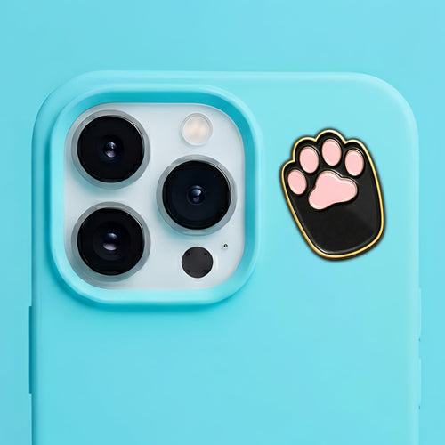 Black Cat Paw Metal Enamel 3M Sticker - StickerPin