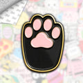 Black Cat Paw Metal Enamel 3M Sticker - StickerPin
