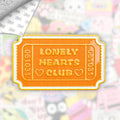 Bookish Lonely Hearts Ticket Metal Enamel 3M Sticker - StickerPin