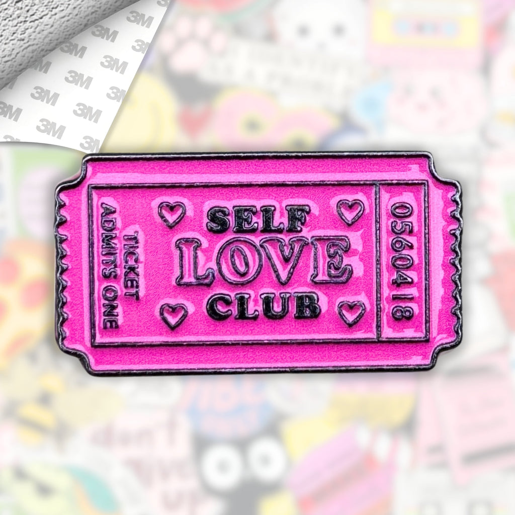 Bookish Self Love Ticket Metal Enamel 3M Sticker - StickerPin