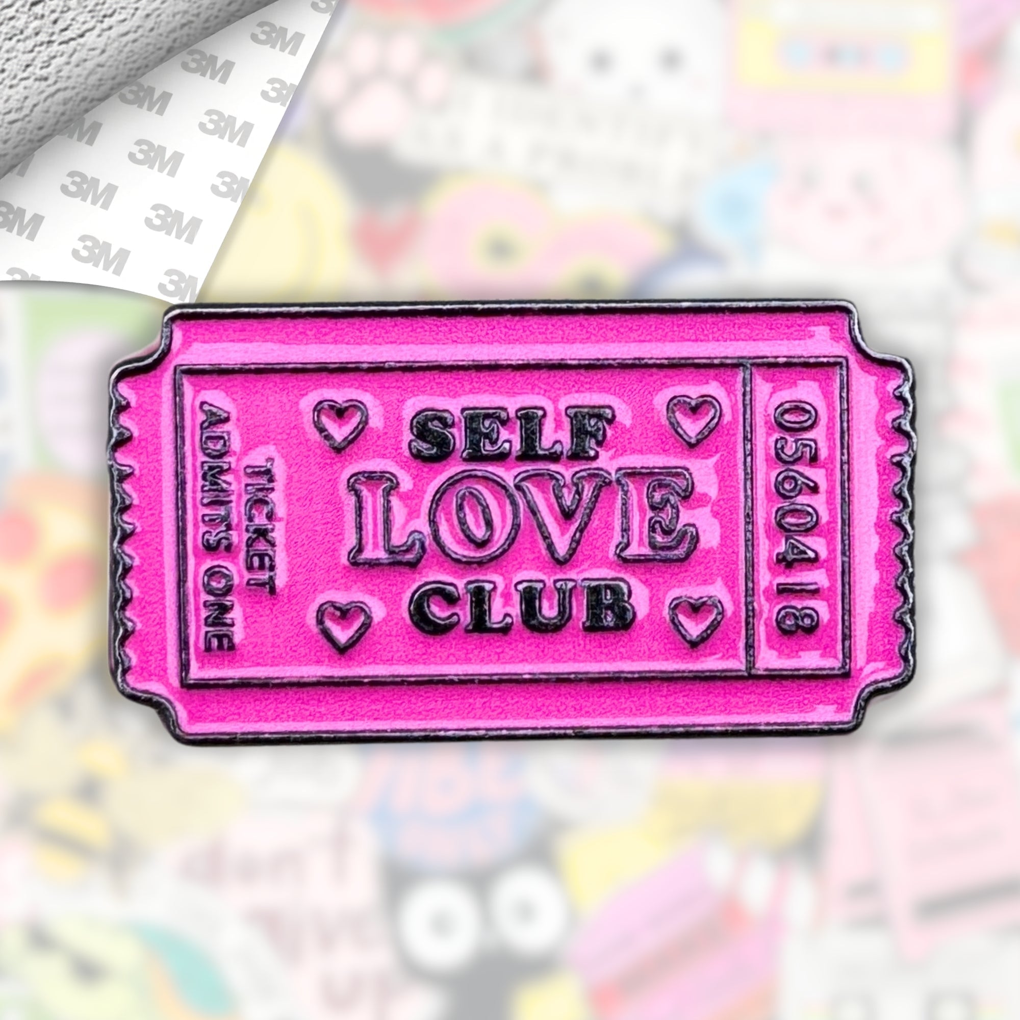 Bookish Self Love Ticket Metal Enamel 3M Sticker - StickerPin