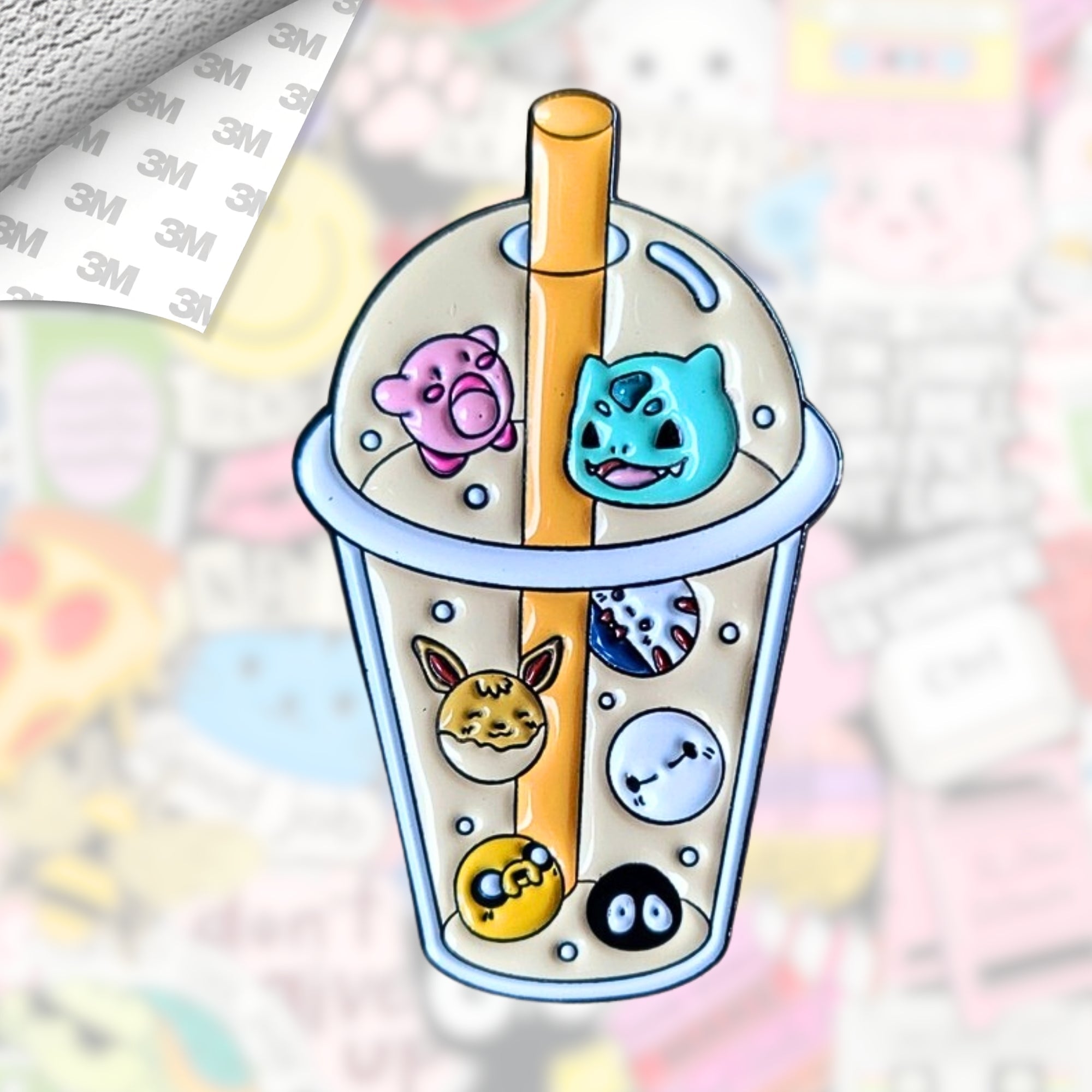 Catch Em All Bubble Tea Metal Enamel 3M Sticker - StickerPin