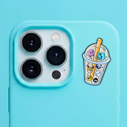 Catch Em All Bubble Tea Metal Enamel 3M Sticker - StickerPin