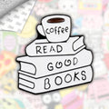 Coffee & Books Metal Enamel Phone 3M Sticker - StickerPin