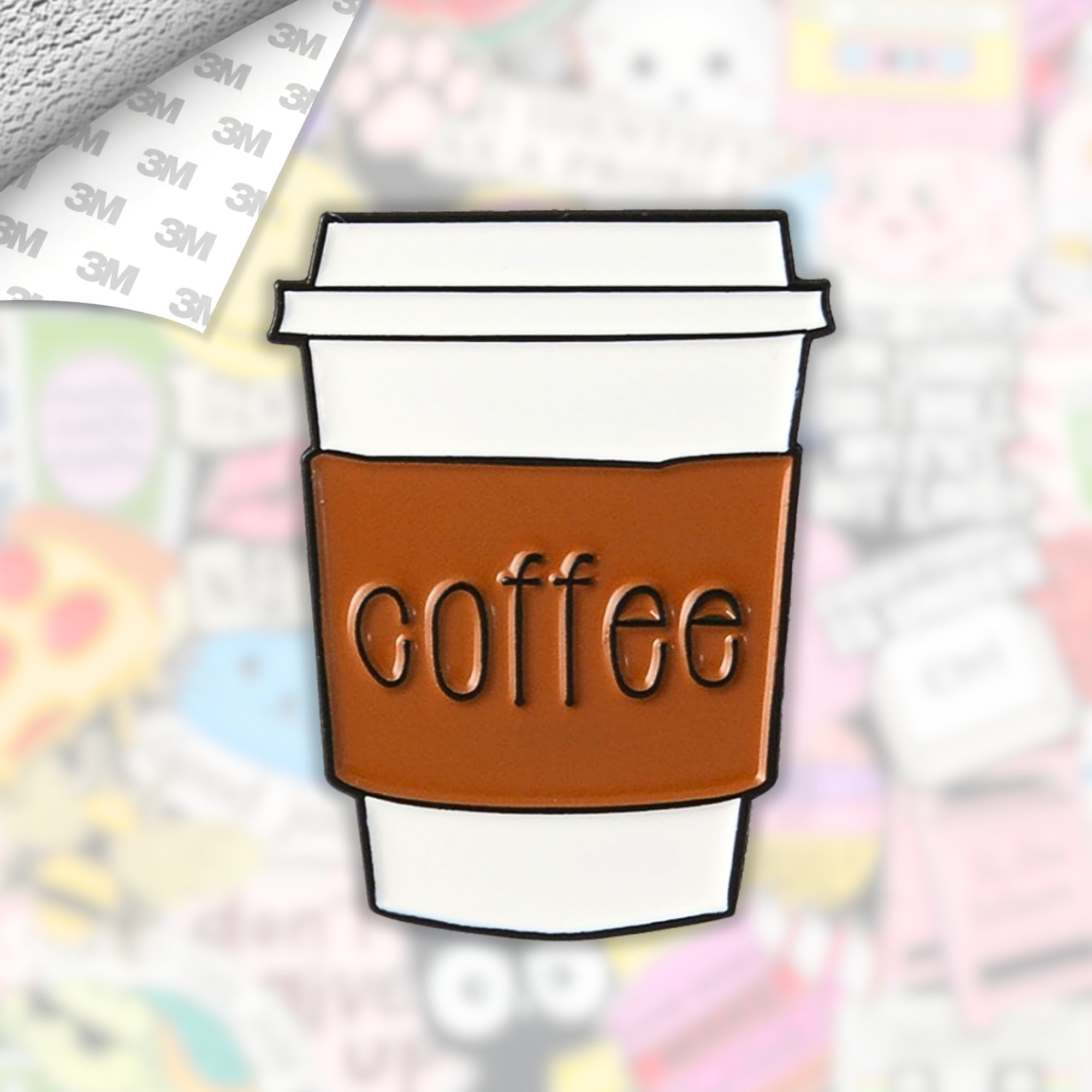 Coffee Cup Metal Enamel 3M Sticker - StickerPin