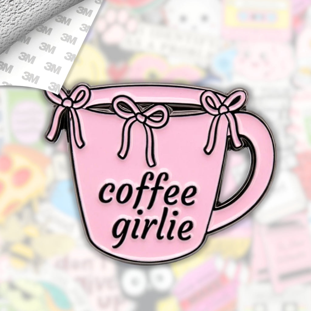 Coffee Girlie Metal Enamel 3M Sticker - StickerPin