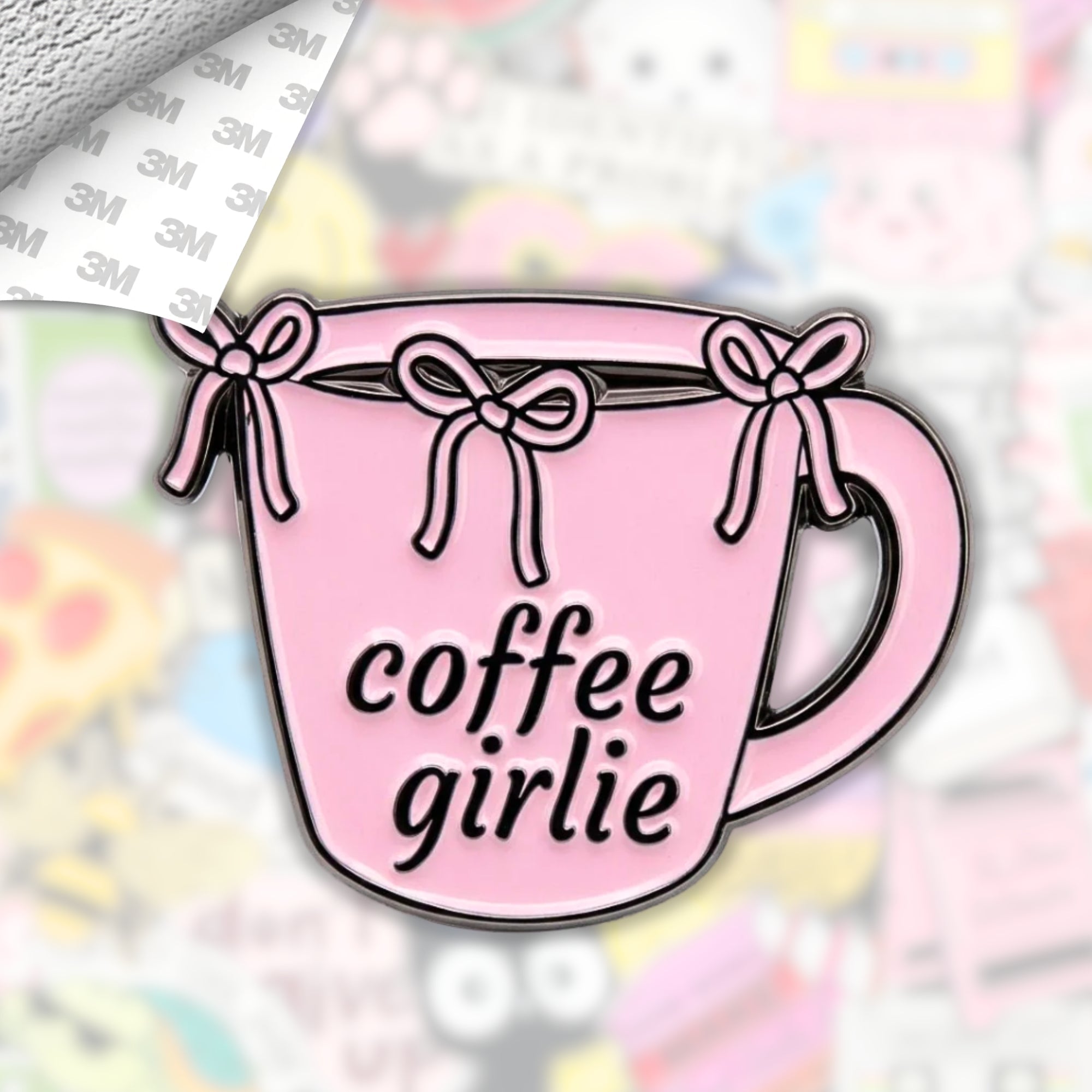 Coffee Girlie Metal Enamel 3M Sticker - StickerPin