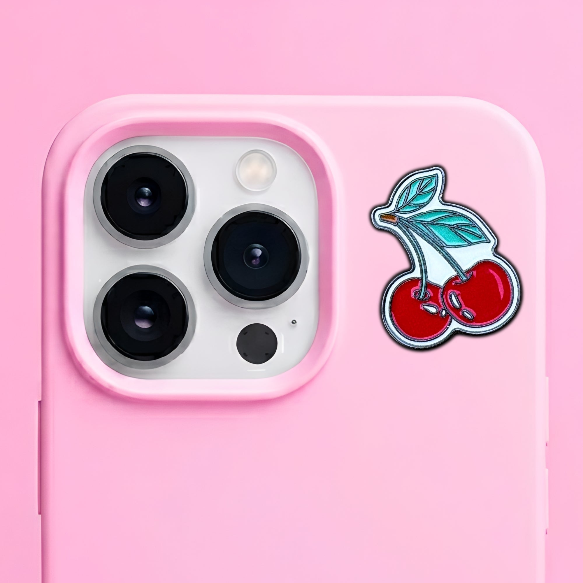 Coquette Cherries Metal Enamel 3M Sticker - StickerPin