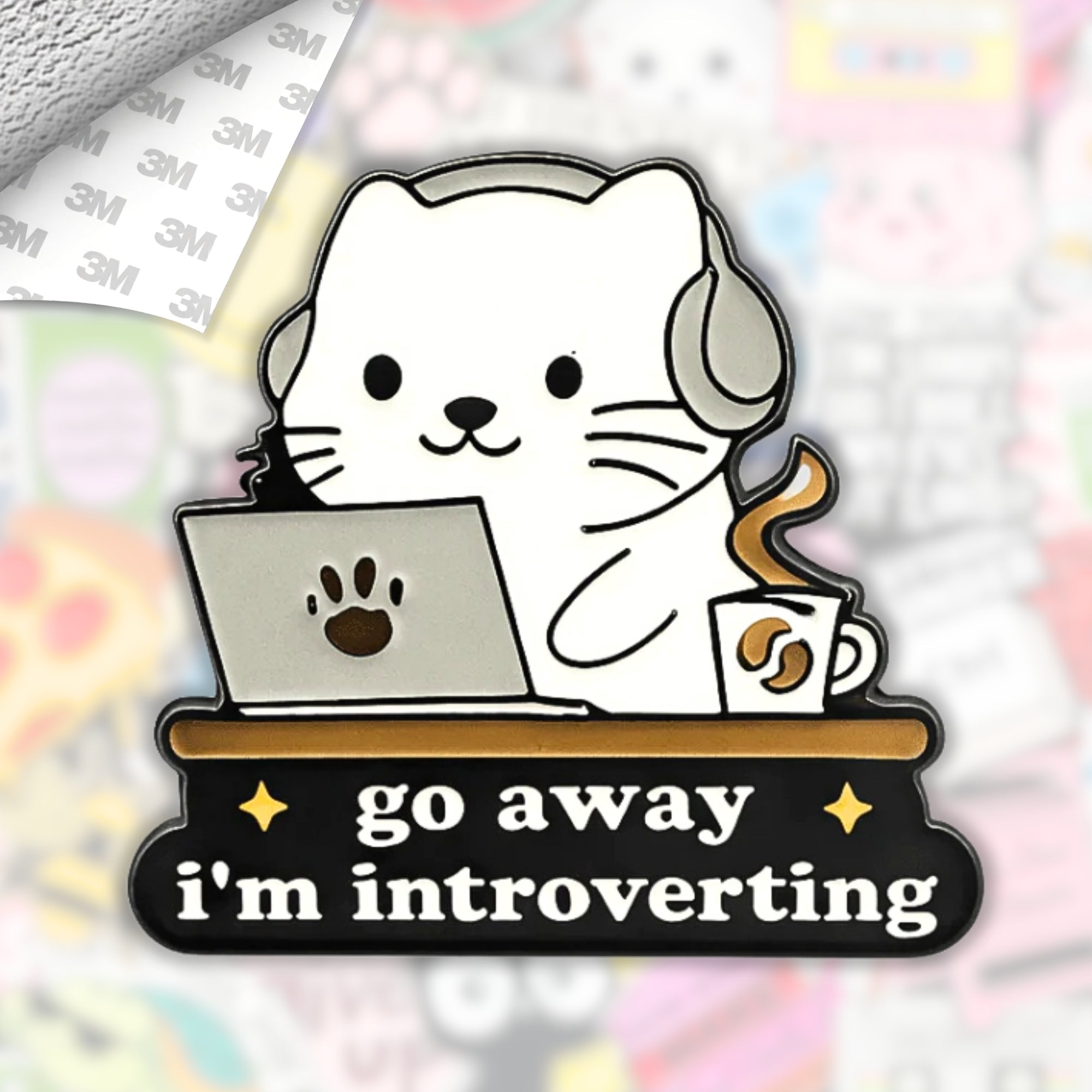 Go Away I'm Introverting Metal Enamel 3M Sticker - StickerPin