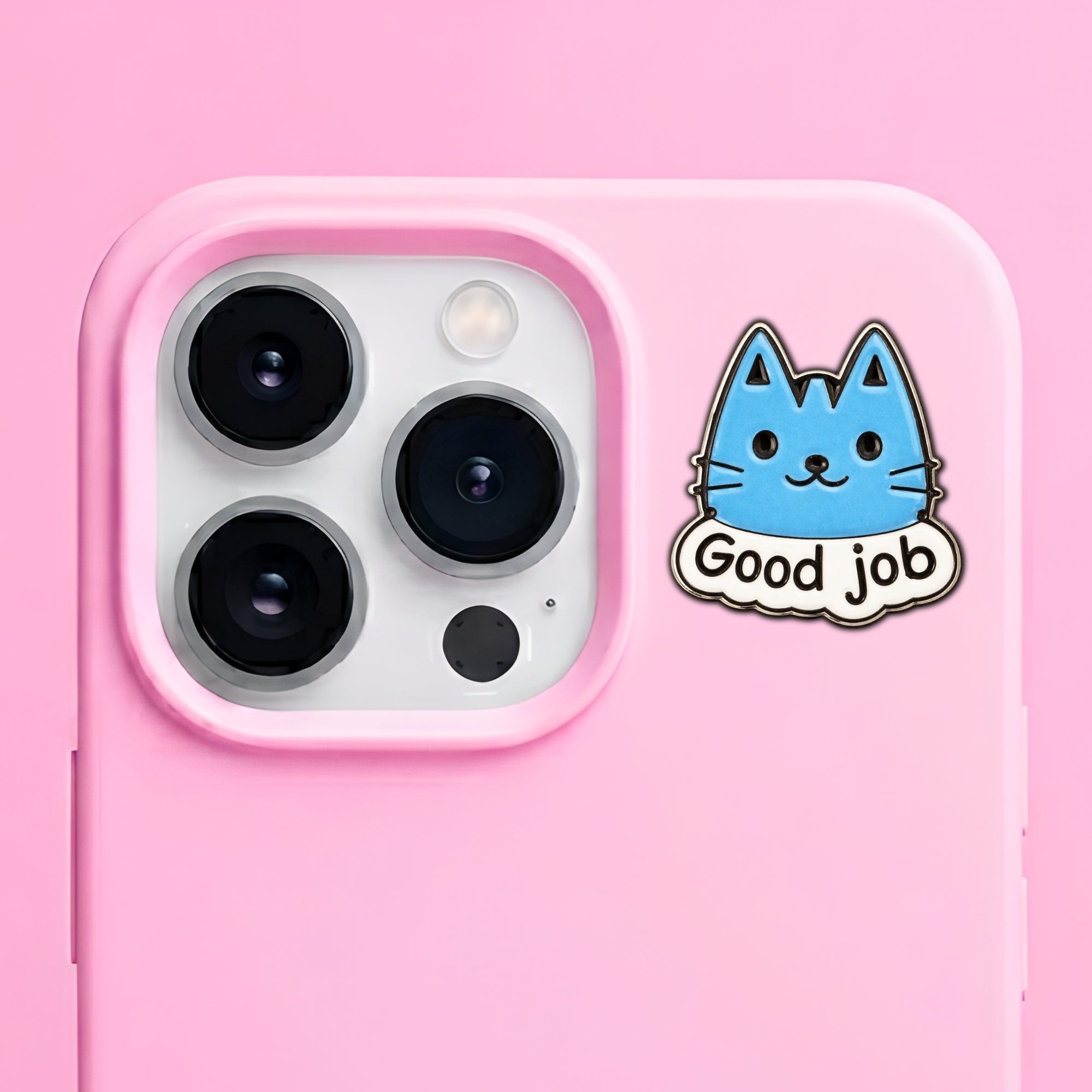Good Job Cat Metal Enamel 3M Sticker - StickerPin