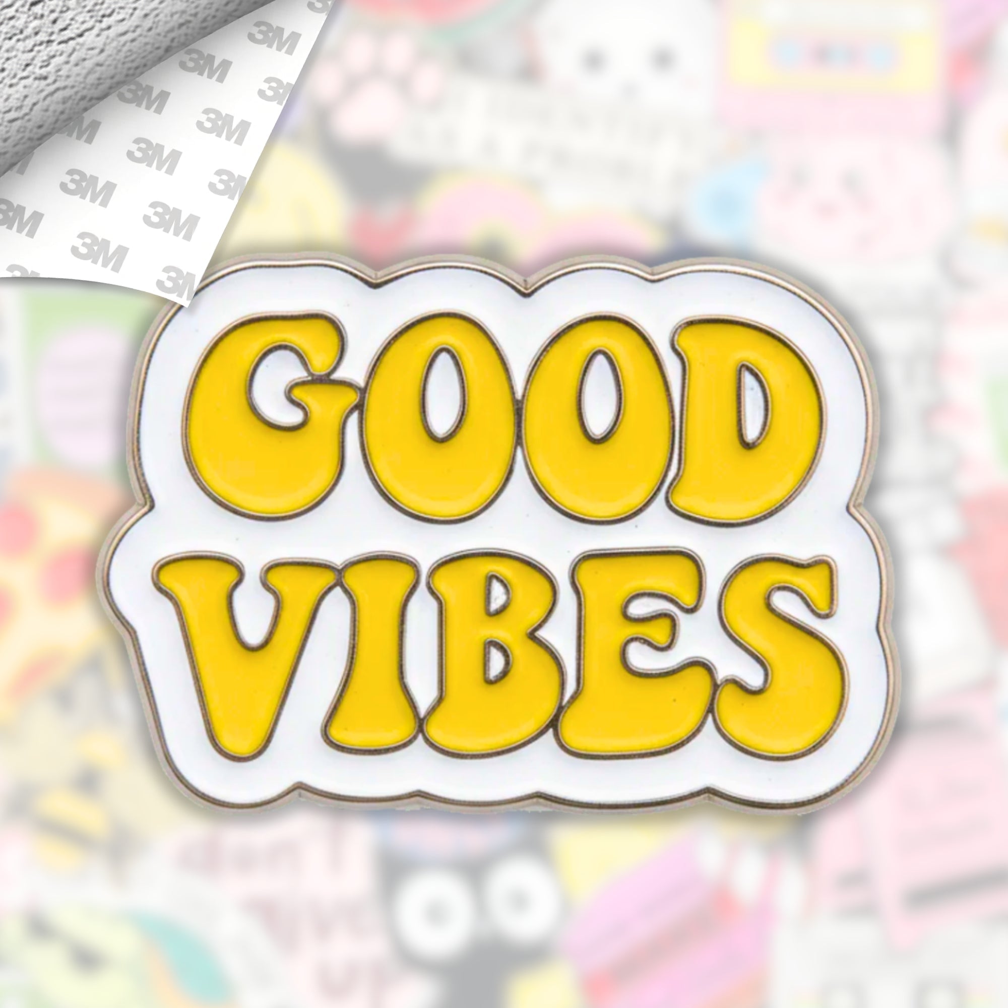 Good Vibes Metal Enamel 3M Sticker - StickerPin