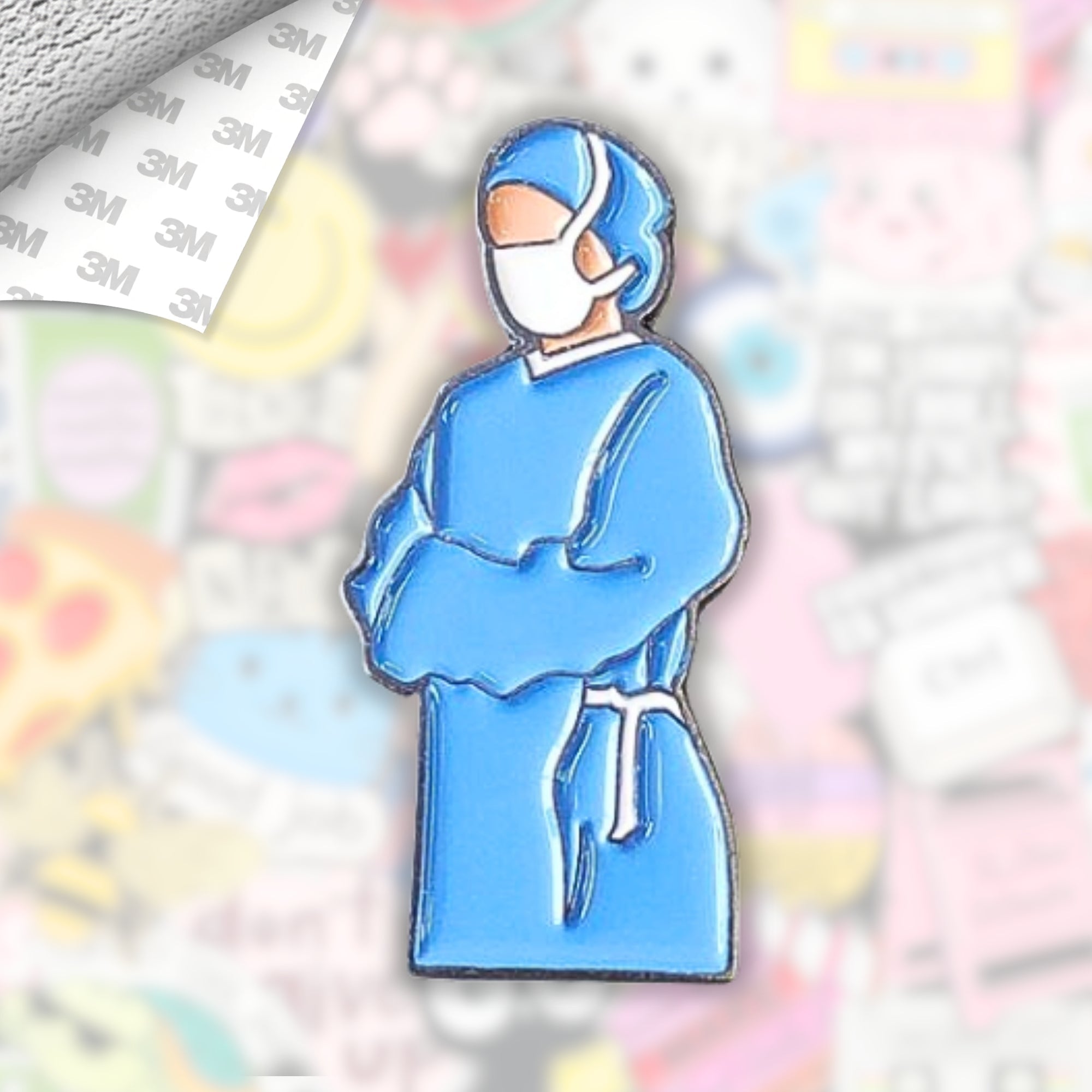 Hospital Worker Metal Enamel 3M Sticker - StickerPin