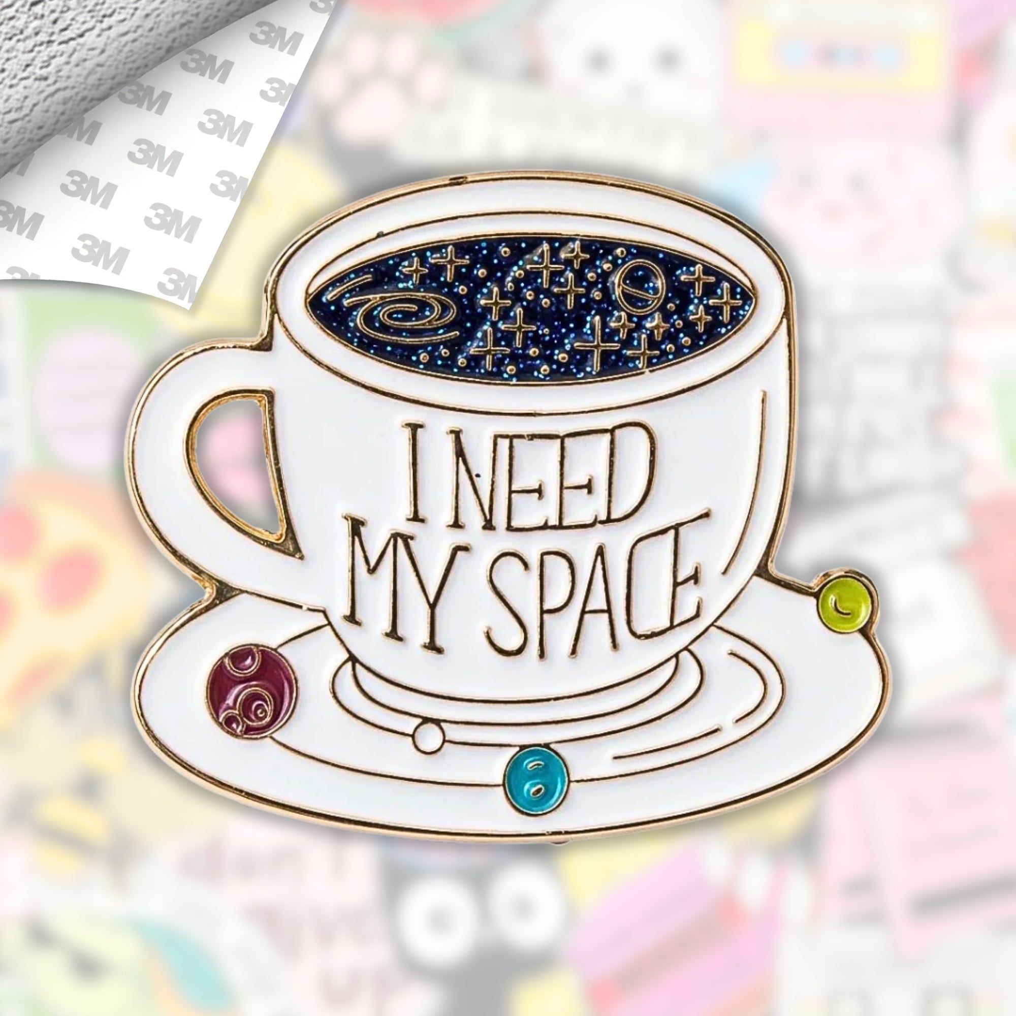 I Need My Space Metal Enamel 3M Sticker - StickerPin