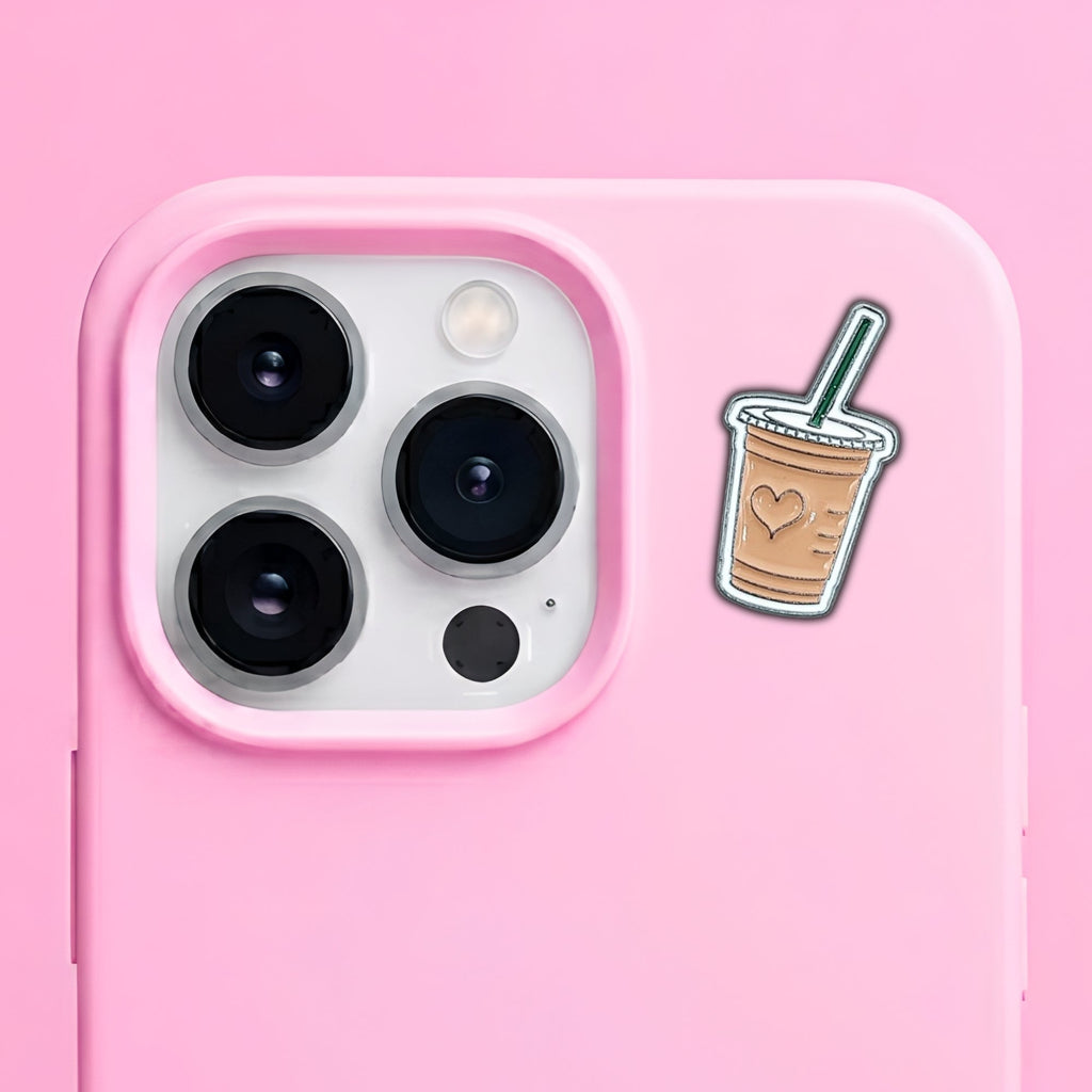 Iced Latte Metal Enamel 3M Sticker - StickerPin