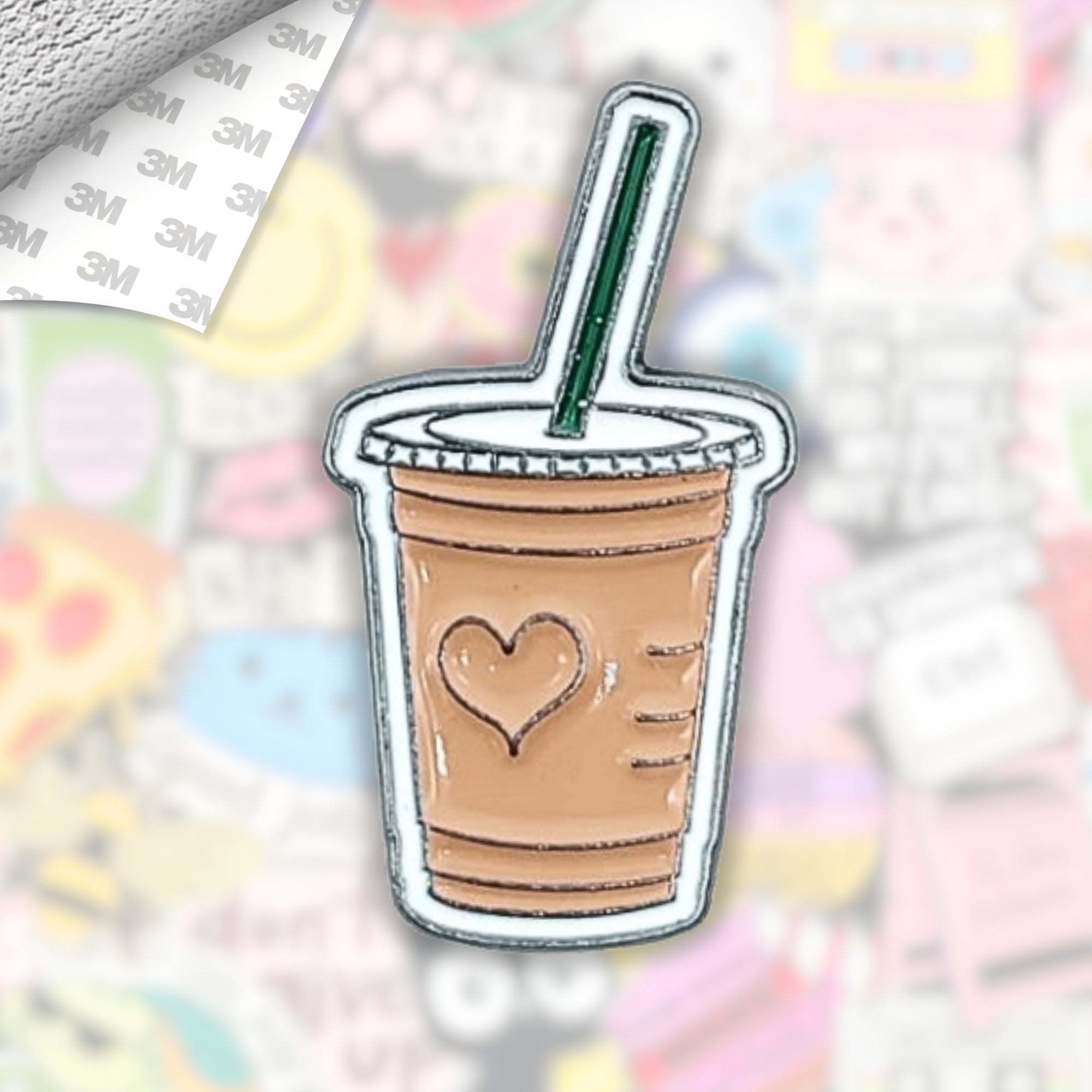 Iced Latte Metal Enamel 3M Sticker - StickerPin