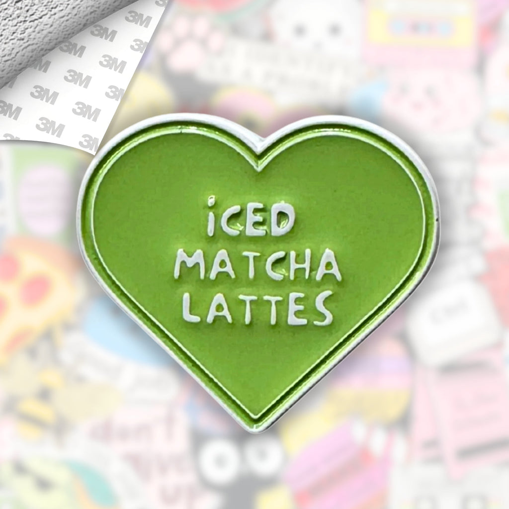 Iced Matcha Lattes Metal Enamel 3M Sticker - StickerPin
