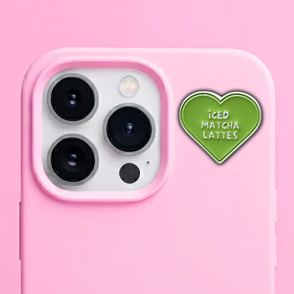 Iced Matcha Lattes Metal Enamel 3M Sticker - StickerPin
