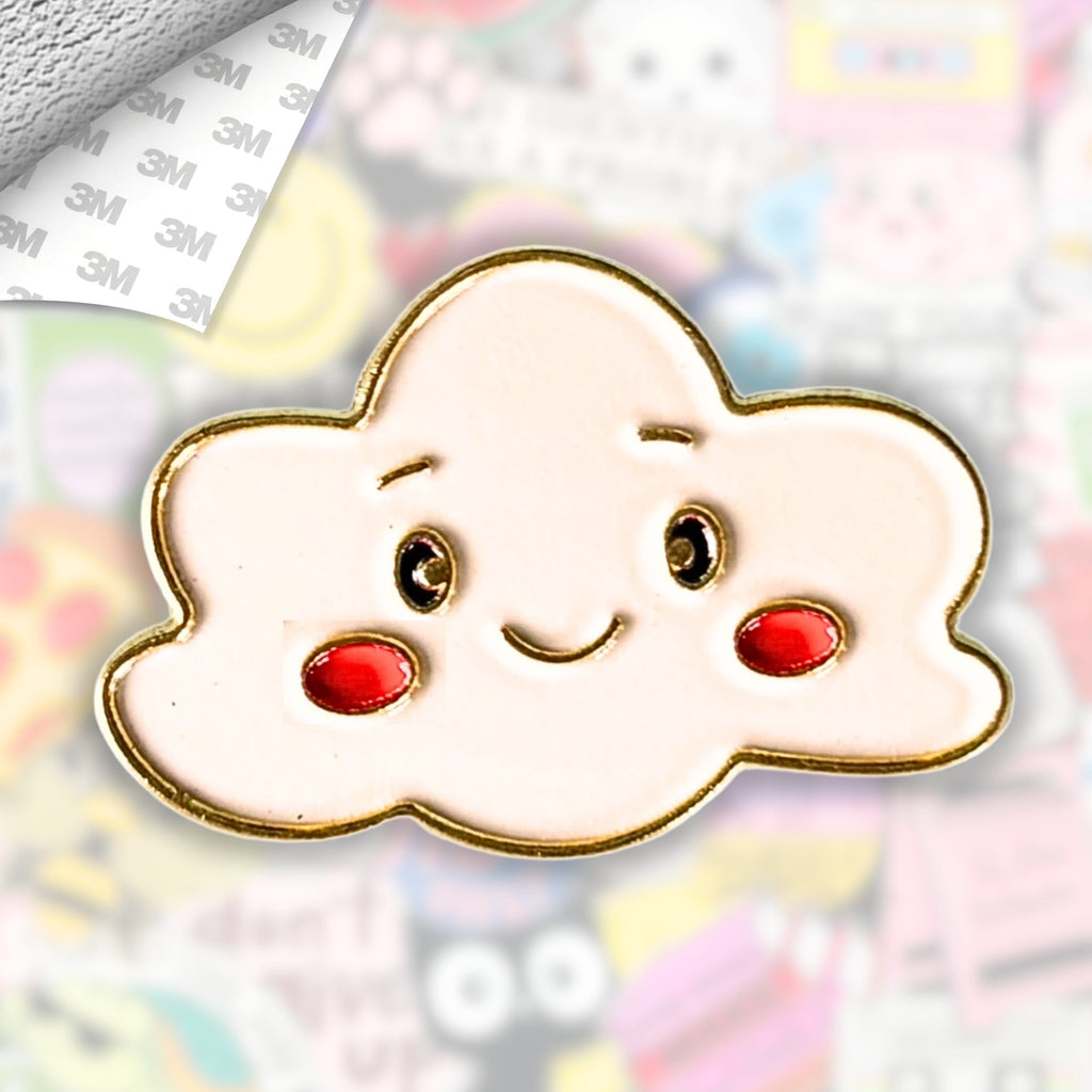 Kawaii Cloud Metal Enamel 3M Sticker - StickerPin