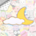 Kawaii Crescent Moon Metal Enamel 3M Sticker - StickerPin