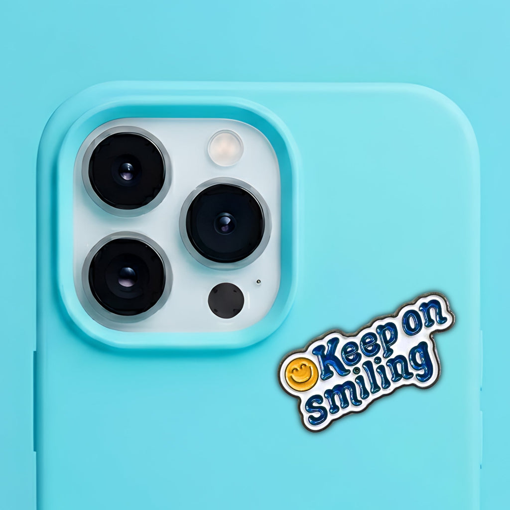Keep Smiling Metal Enamel 3M Sticker - StickerPin