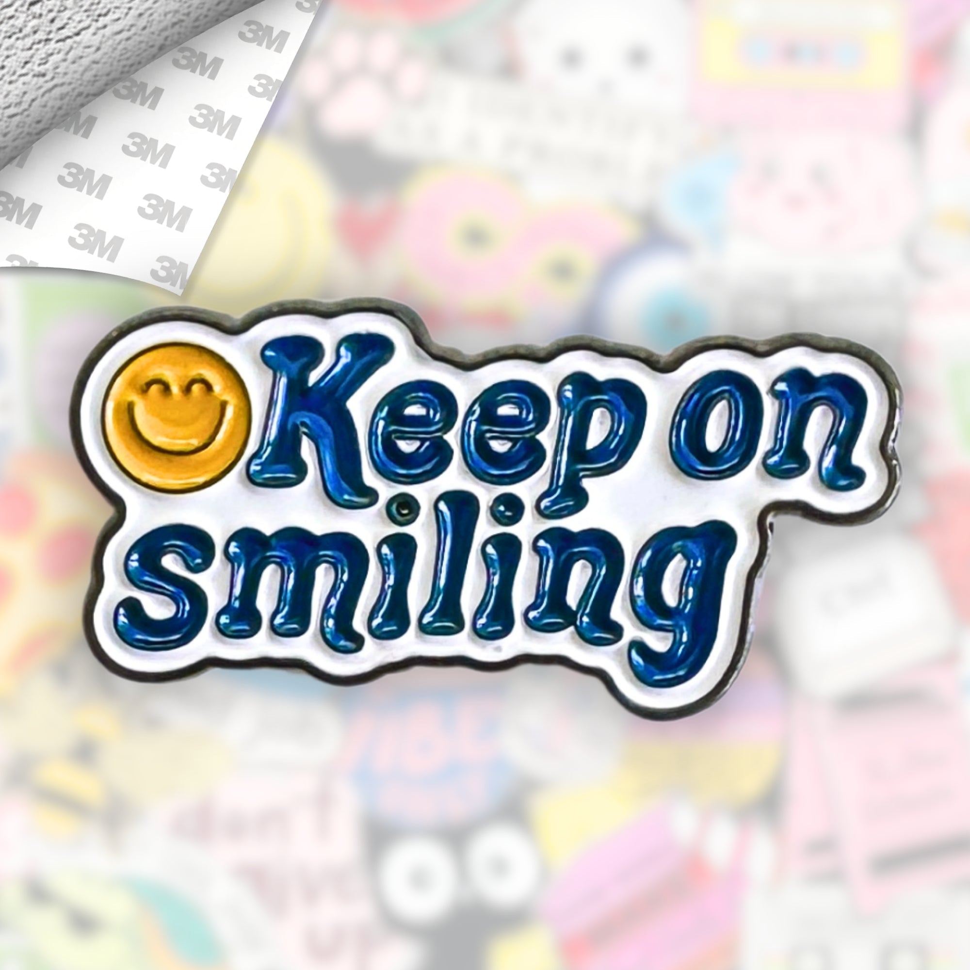 Keep Smiling Metal Enamel 3M Sticker - StickerPin