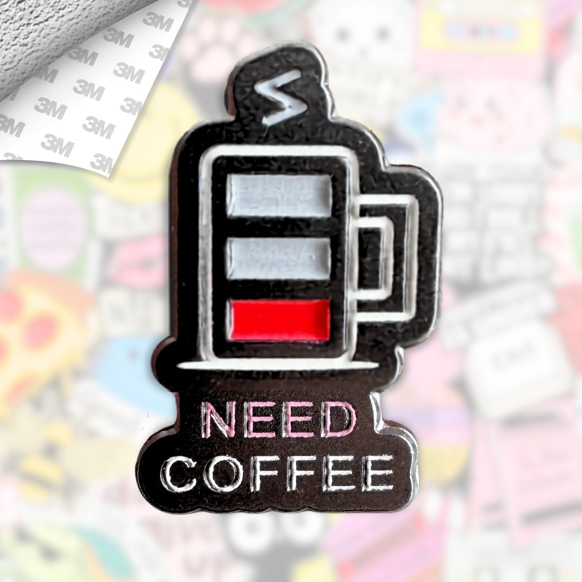 Need Coffee Metal Enamel 3M Sticker - StickerPin