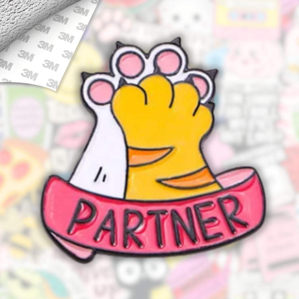 Partner Cat Metal Enamel 3M Sticker - StickerPin