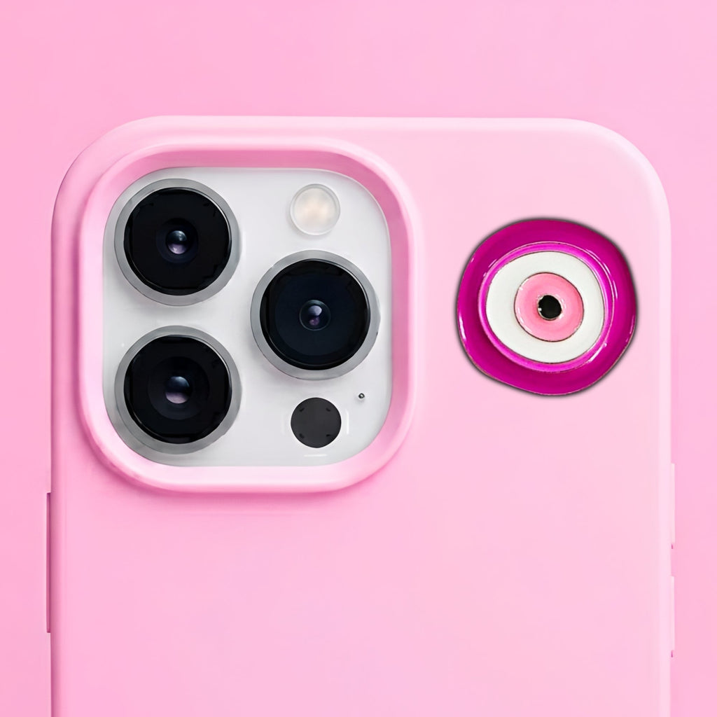 Pink Evil Eye Metal Enamel 3M Sticker - StickerPin