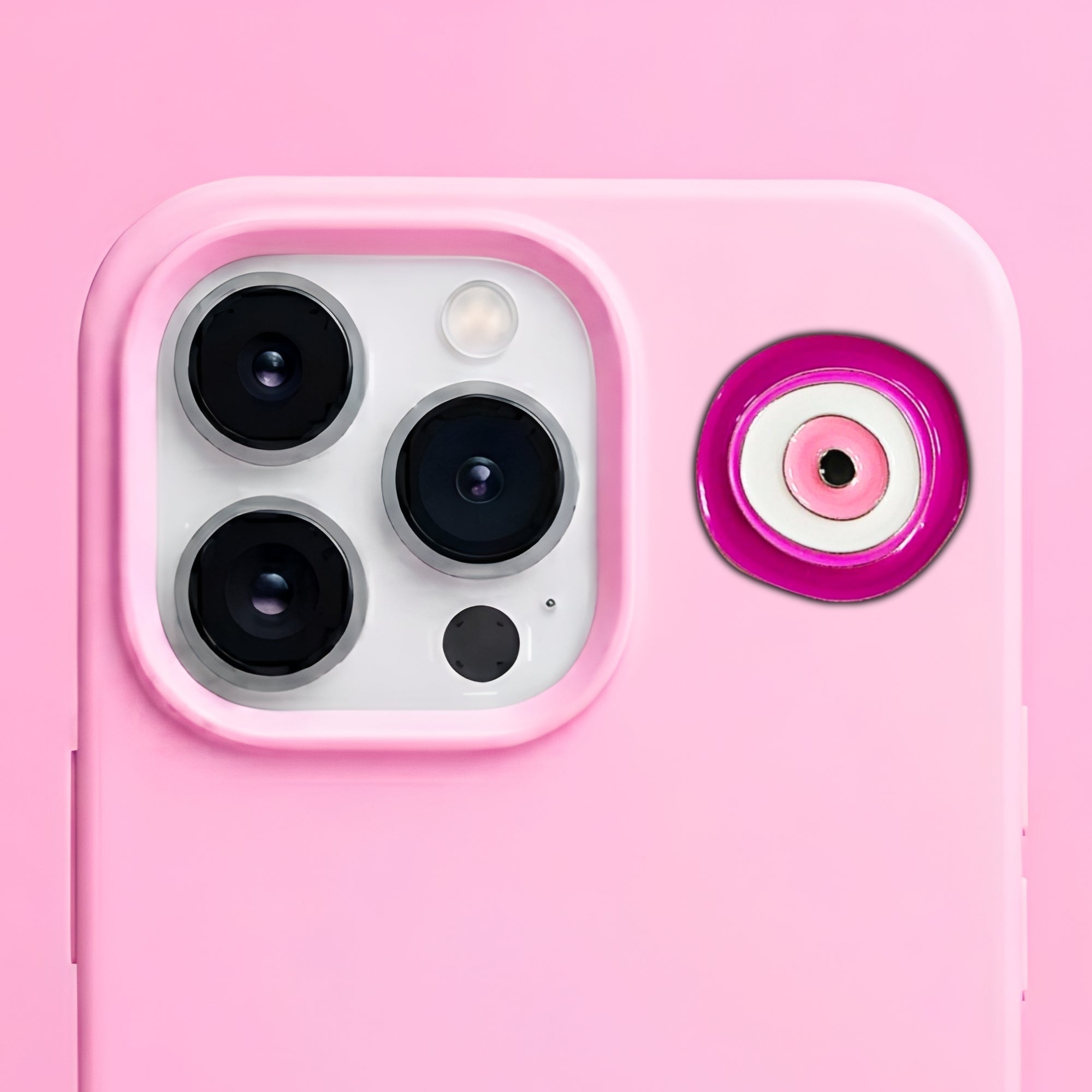 Pink Evil Eye Metal Enamel 3M Sticker - StickerPin