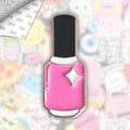 Pink Nail Polish Bottle Metal Enamel 3M Sticker - StickerPin