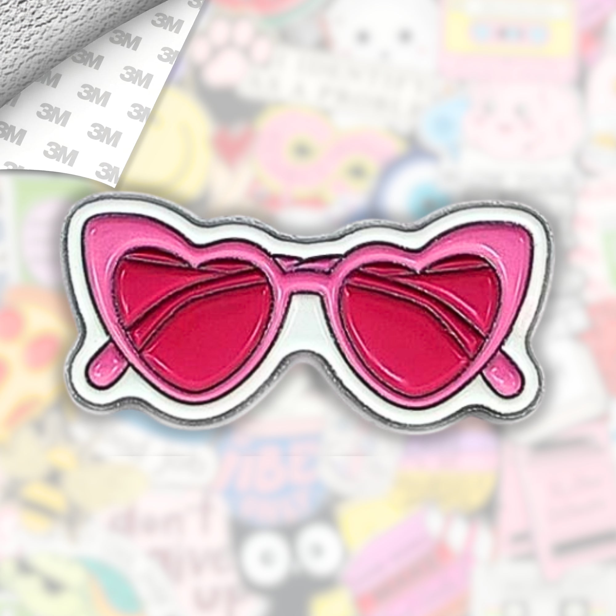Pink Sunglasses Metal Enamel 3M Sticker - StickerPin