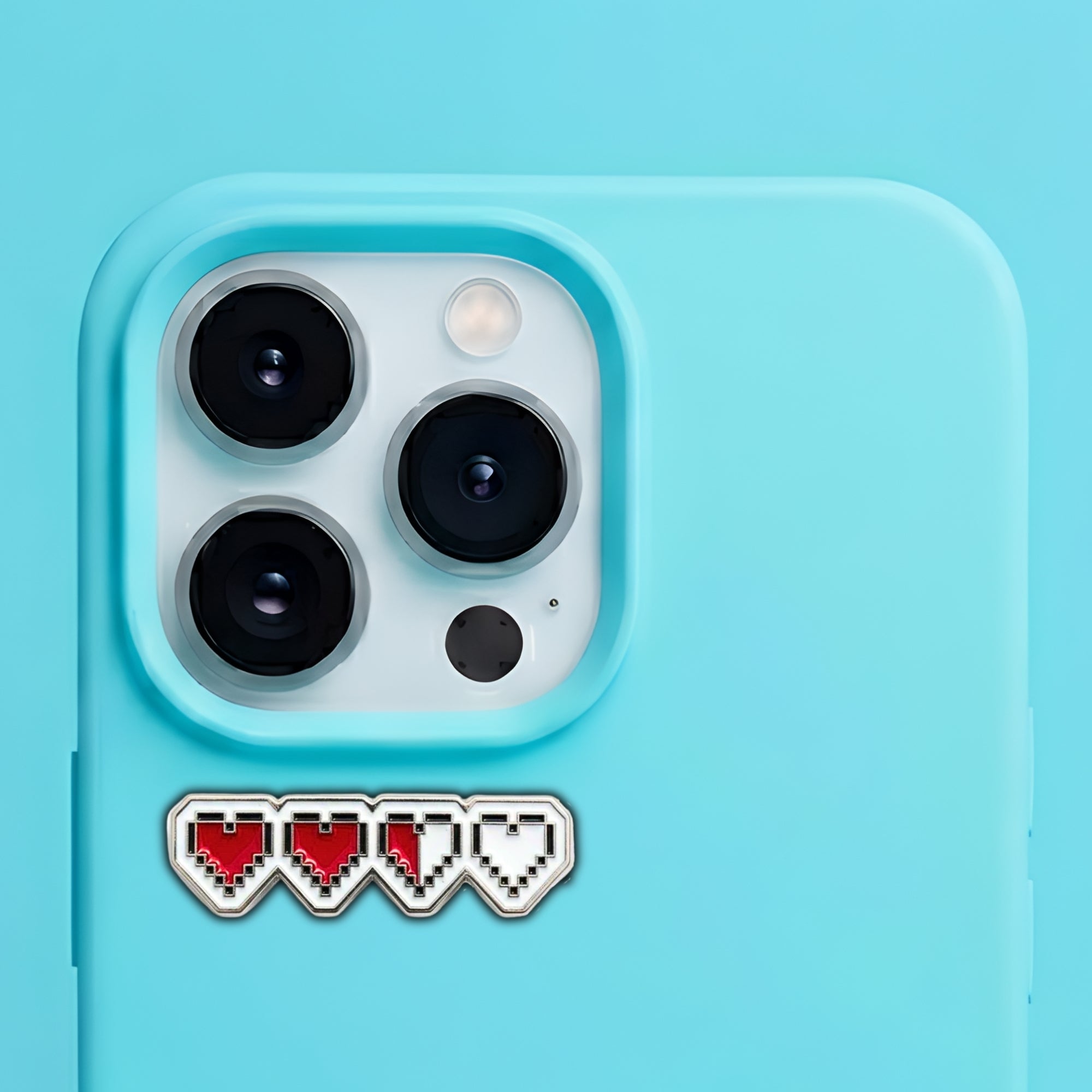 Pixel Hearts Metal Enamel 3M Sticker - StickerPin