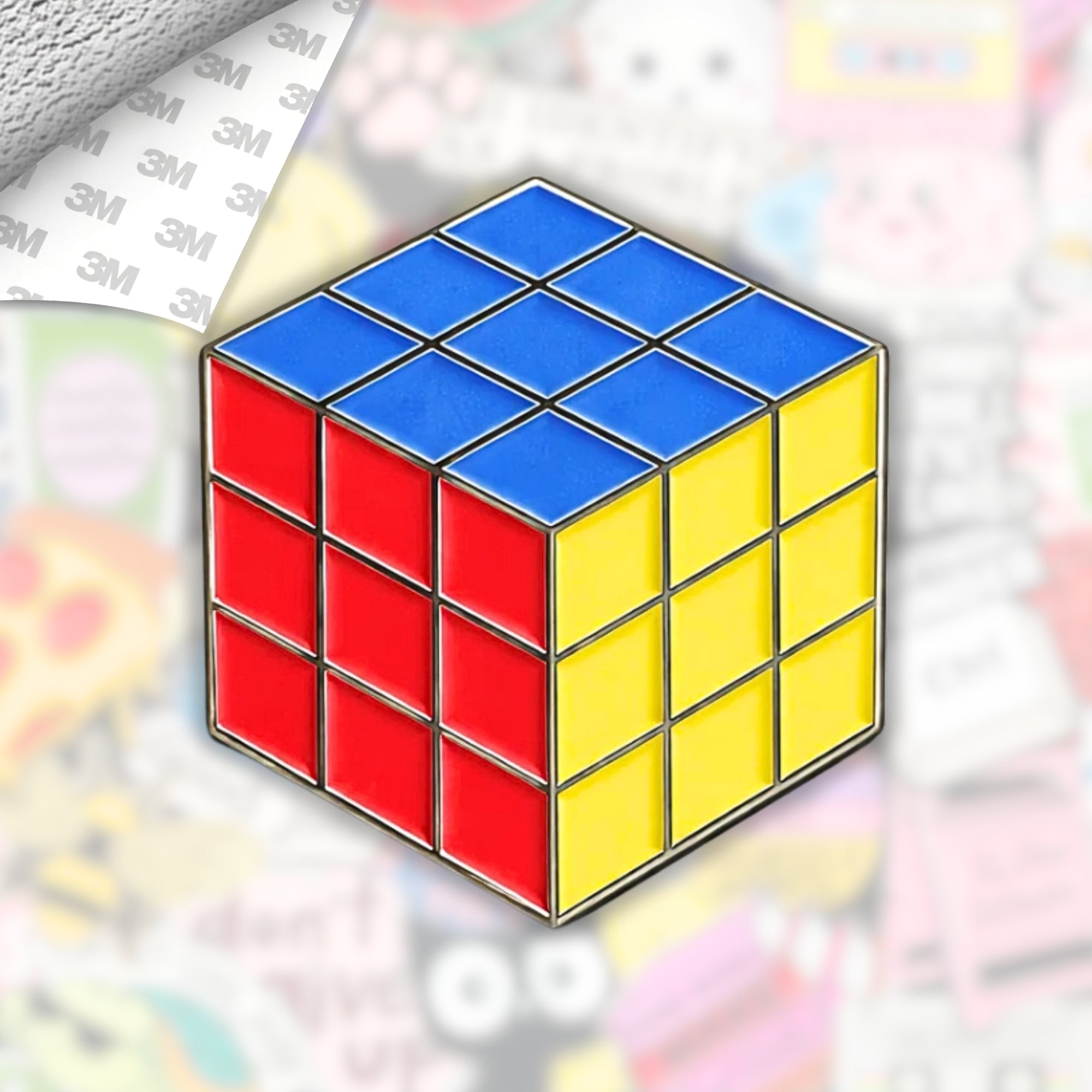 Rubix Cube Metal Enamel 3M Sticker - StickerPin
