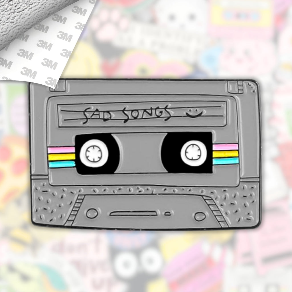 Sad Songs Cassette Metal Enamel 3M Sticker - StickerPin