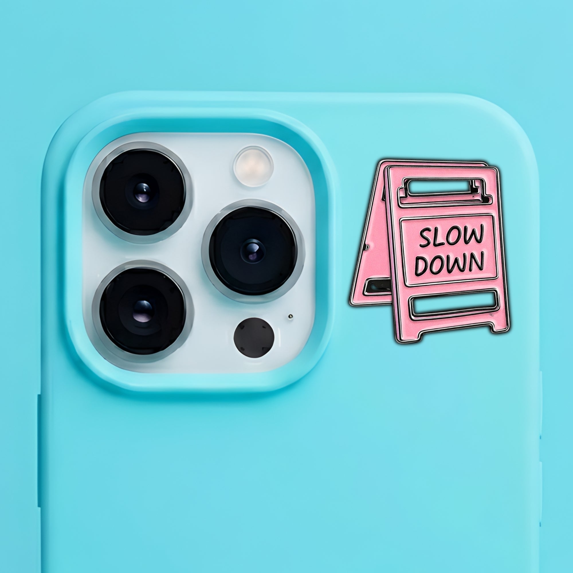 Slow Down Metal Enamel 3M Sticker - StickerPin