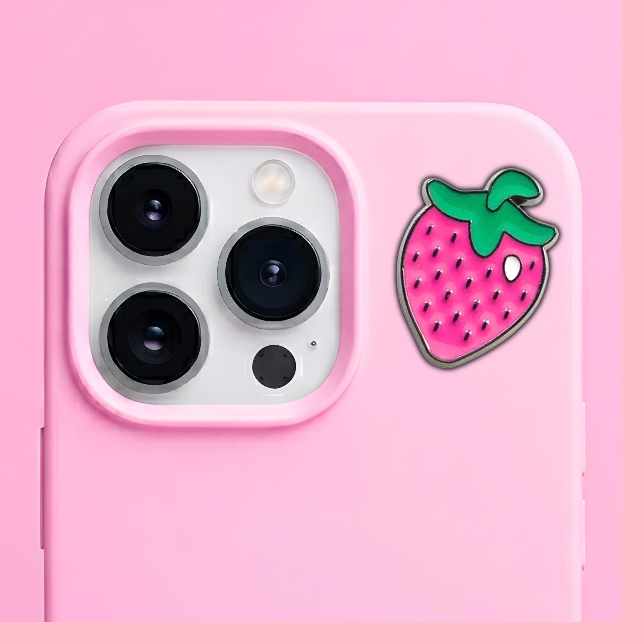 Strawberry Metal Enamel 3M Sticker - StickerPin