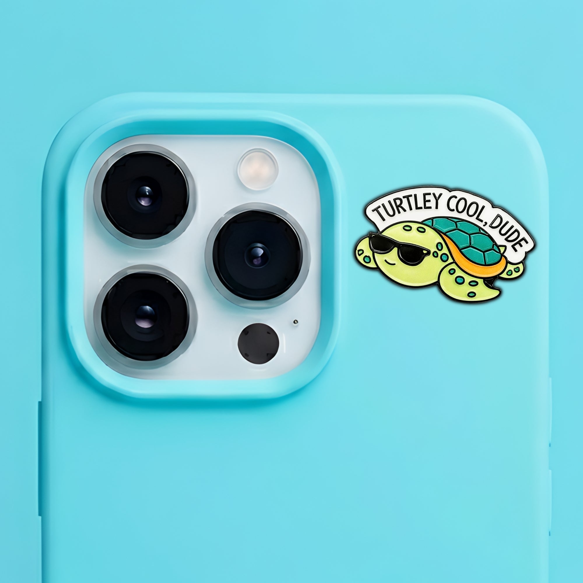 Turtley Cool Dude Metal Enamel 3M Sticker - StickerPin