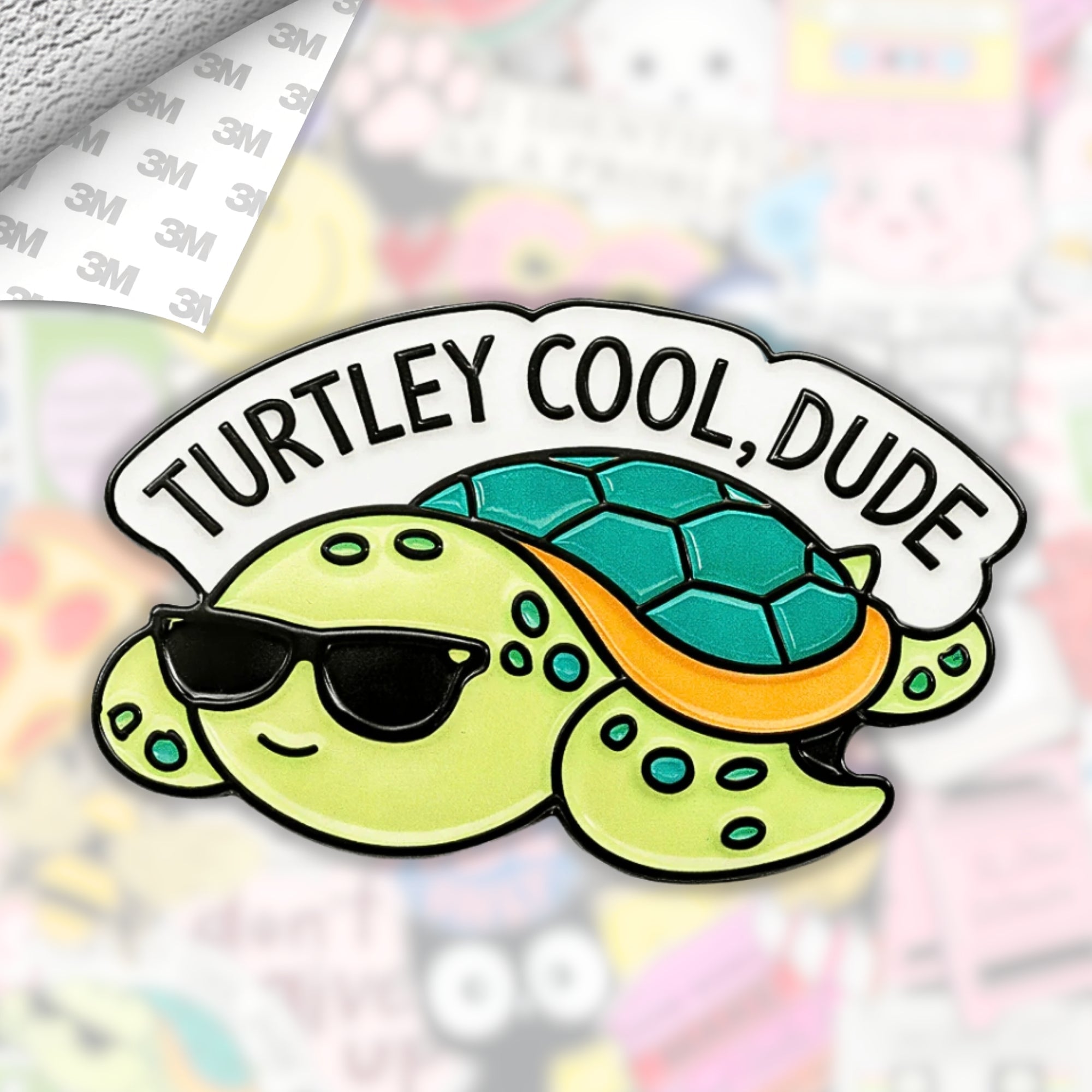 Turtley Cool Dude Metal Enamel 3M Sticker - StickerPin